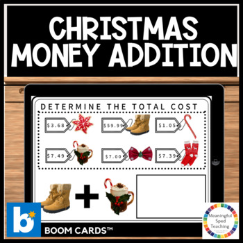 Preview of Christmas Life Skills Money Addition Digital Winter Task Cards 
