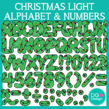 Preview of Christmas Light Alphabet and Numbers Clipart
