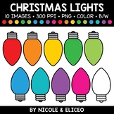 Christmas Light Bulb Clipart + FREE Blacklines - Commercial Use