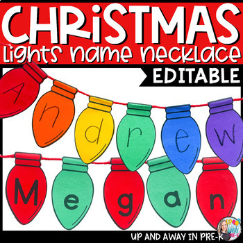 Preview of Christmas Light Name Craft - Holiday Necklace Craft Editable