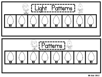Preview of Christmas Light Pattern Freebie /Part of my FUN Math Station Unit- Kindergarten