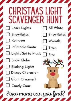 Christmas Light Scavenger Hunt by DisneyCreations | TPT