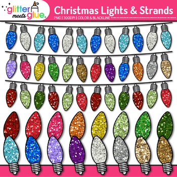 Christmas Lights Clipart Traditional Colors String Strand Clip Art Retro  Old Fashioned Lights Bulbs