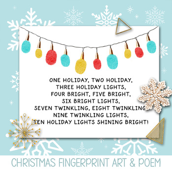 Preview of Christmas Lights Craft & Poem, Homeschool Holiday Activity, DIY Handprint Art