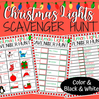 Christmas Lights Family Scavenger Hunt by Designed by Danielle | TPT