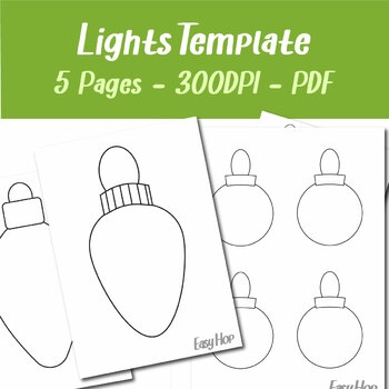 Christmas Lights Holiday Template Printable Set 5 Pages for Creative ...