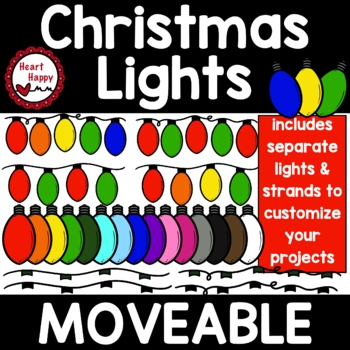 Christmas Lights Clipart DIGITAL AND PRINT ALLOWED (MOVEABLE) | TPT