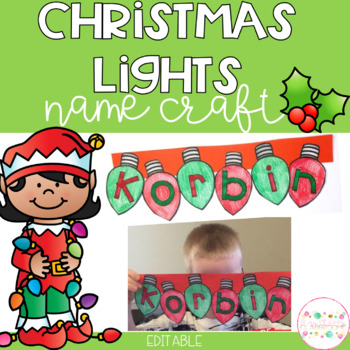Preview of Christmas Lights Name Craft - Editable
