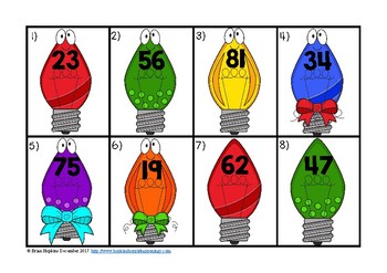Christmas Lights Rounding to the 10's Place Task Cards by Brian Hopkins