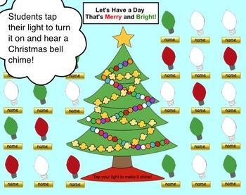 Preview of Christmas Lights SMART Board Attendance Activity w/ Animation and Sound