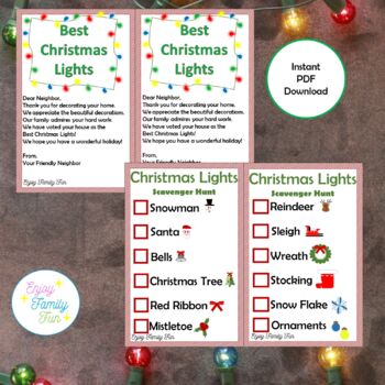Christmas Lights Scavenger Hunt by EnjoyFamilyFun | TPT