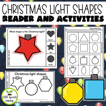 Preview of Christmas Lights Shapes Emergent Reader and Shape Recognition Activities