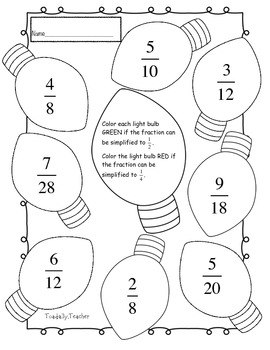 Christmas Lights Simplifying Fractions by ToadallyTeacher | TPT