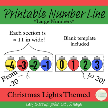 Preview of Christmas Lights Themed, Horizontal Number Line PDF