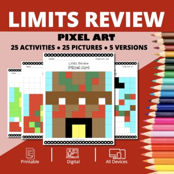 Preview of Christmas: Limits Review Pixel Art Activity