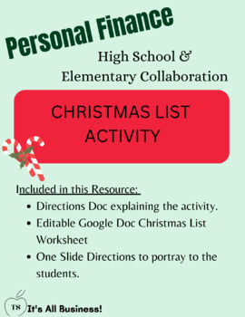 Preview of Christmas List Budgeting - HS & Elem Collaboration