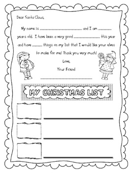 Preview of Christmas List and Letter to Santa Claus