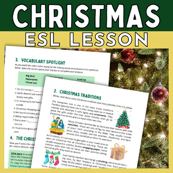 Preview of Christmas ESL Lesson and Activities for Adults and High School