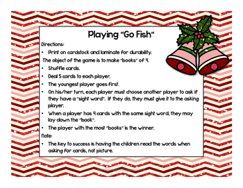 Dolch Sight Words Literacy Center Games - Holiday Christmas themed