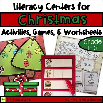 Preview of Christmas Literacy Centers for 1st and 2nd Grade