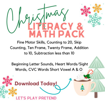 Preview of Christmas Literacy & Math Pack PreK & Kingergarten