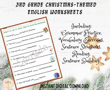 Preview of Christmas Literacy Pack for 3rd Grade
