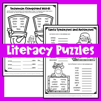 Christmas Writing Prompts, Literacy Worksheets & Games with Word Search