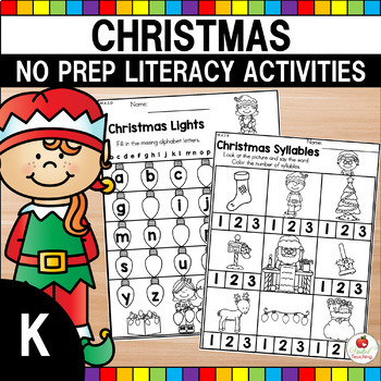 Preview of Christmas Literacy Worksheets and Activities | December No Prep | Morning Work