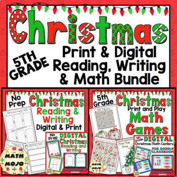Preview of 5th Grade Christmas Activities: 5th Grade Christmas Print and Go ELA and Math