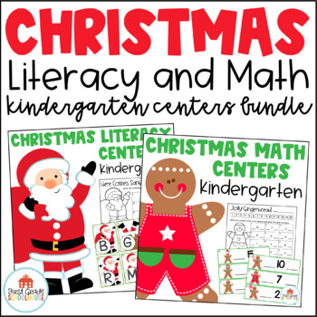 Preview of Christmas Literacy and Math Centers Kindergarten Bundle