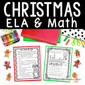 Preview of Christmas Worksheets Math and Literacy Holiday Review Packet Activities 