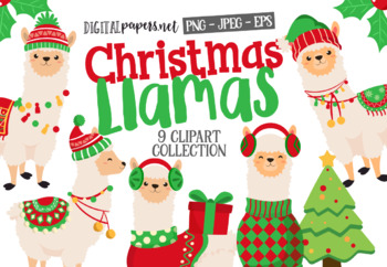Preview of Christmas Llamas Clipart