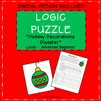 Preview of Distance-Critical Thinking Christmas Logic Puzzle - Holiday Decorations Disaster