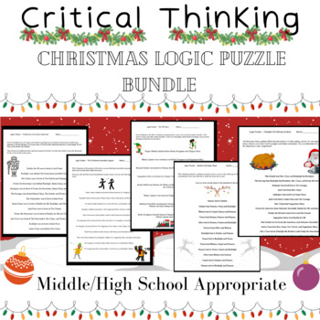 Preview of Christmas Logic Puzzle Bundle - 5 Listing Problem Solving Worksheets
