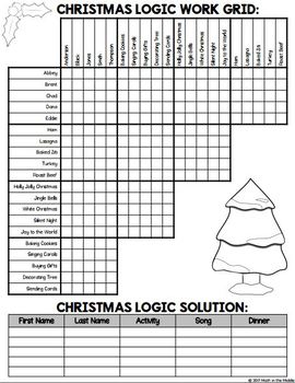 christmas logic puzzle for middle school christmas math activity