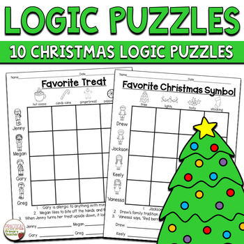 Preview of Christmas Logic Puzzles 1st and 2nd Grade Brain Teasers