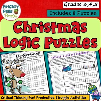 Preview of Christmas Logic Puzzles- Holiday Activities for Grades 3 4 5 - Fast Finishers
