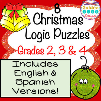 Preview of Enrichment Activities Christmas Logic Puzzles Critical Thinking English Spanish