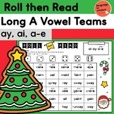 Christmas Long A Phonics Partner Game Roll then Read AY AI A-E
