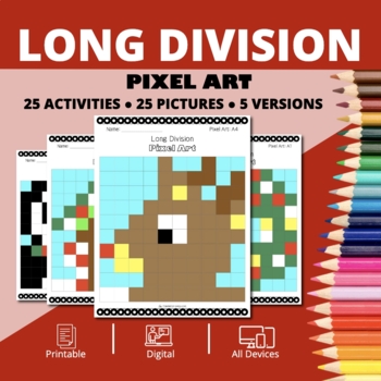Preview of Christmas: Long Division Pixel Art Activity