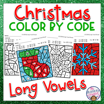 Preview of Christmas Long Vowel Sounds Color By Code