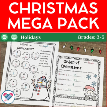 Preview of Christmas Reading Writing and Math Activities Grades 3-5