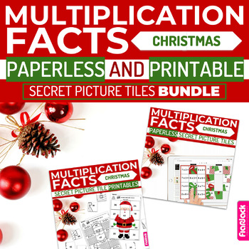 Preview of Christmas MULTIPLICATION FACTS Paperless + Printable Secret Picture SET