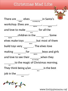 Christmas Mad Lib by The Hippie Mama | Teachers Pay Teachers