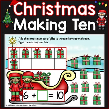 Preview of Christmas Making 10 Math Digital Boom Cards Kindergarten Core Standard KOA.A.4