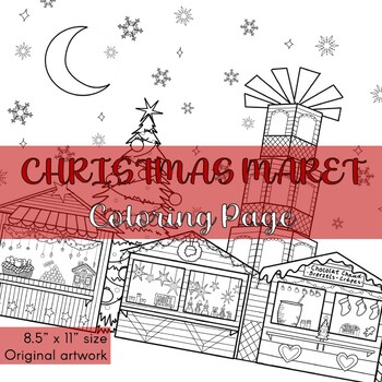 Christmas Market Coloring Page by Teacher Sara in Paris