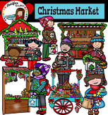 Christmas Market clip art- color and B&W