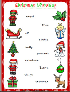 Preview of Christmas Matching Worksheet | Free/Freebie