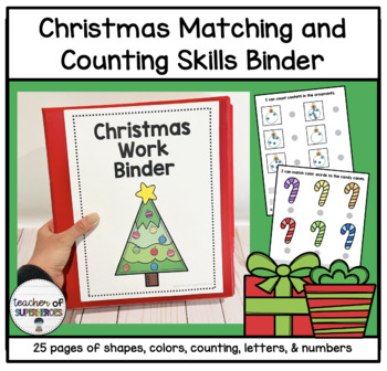 Preview of Christmas Matching and Counting Work Binder (Colors, Shapes, Numbers, Letters)