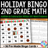 2nd Grade Christmas Math Bingo Game Review Word Problems A